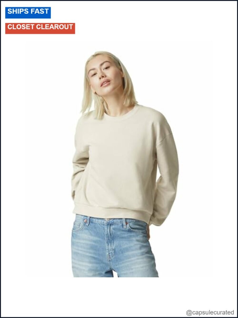 Lightweight Fleece Crewneck Sweatshirt with Balloon Sleeves